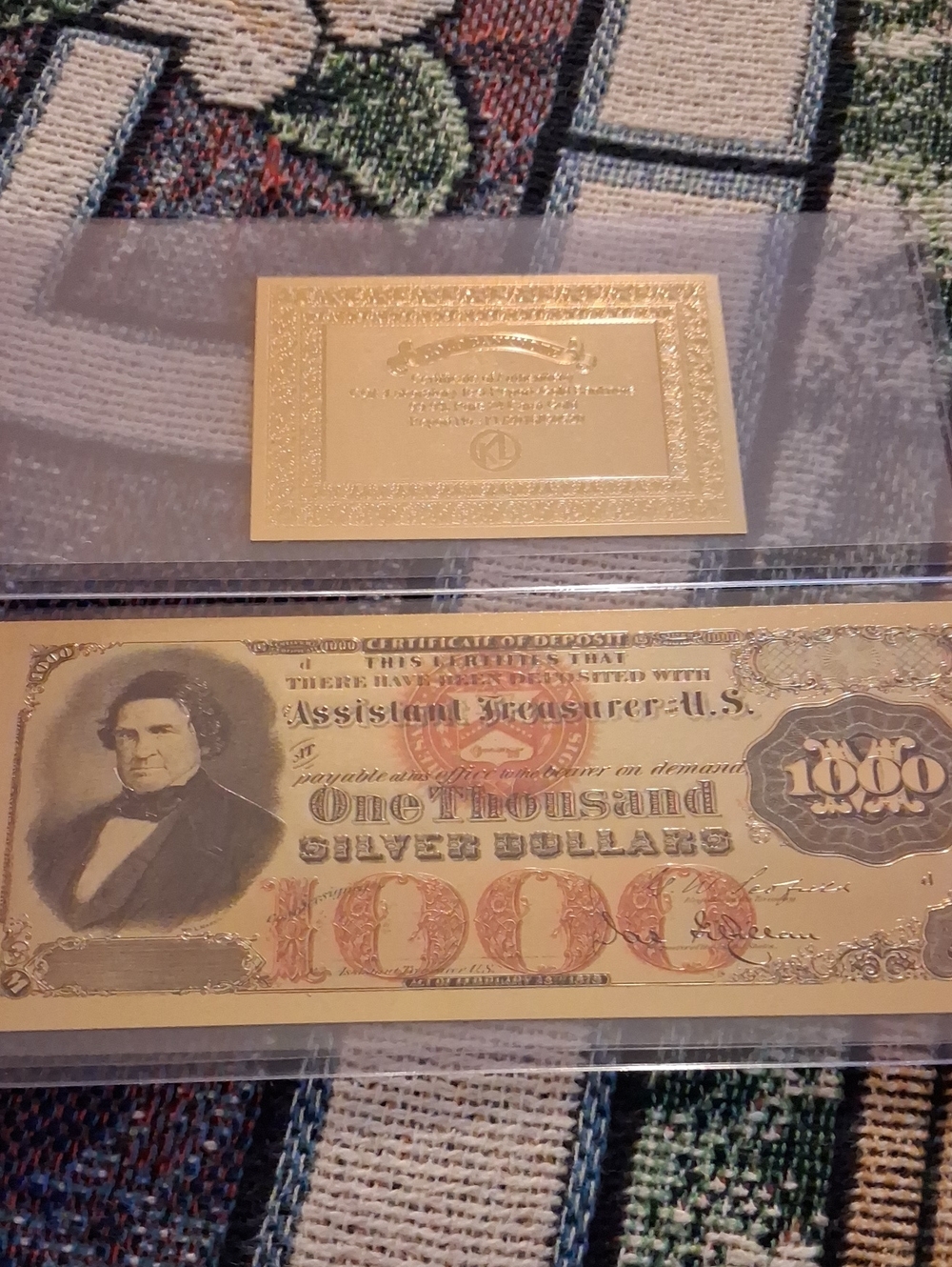 Gold Decorative One Thousand Silver Dollars Novelty Wall Accent - Gold